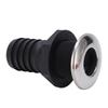 1 1 2in Through Hull Drain Straight Black with Stainless Steel Cover Flapper for Boats Yachts Ships