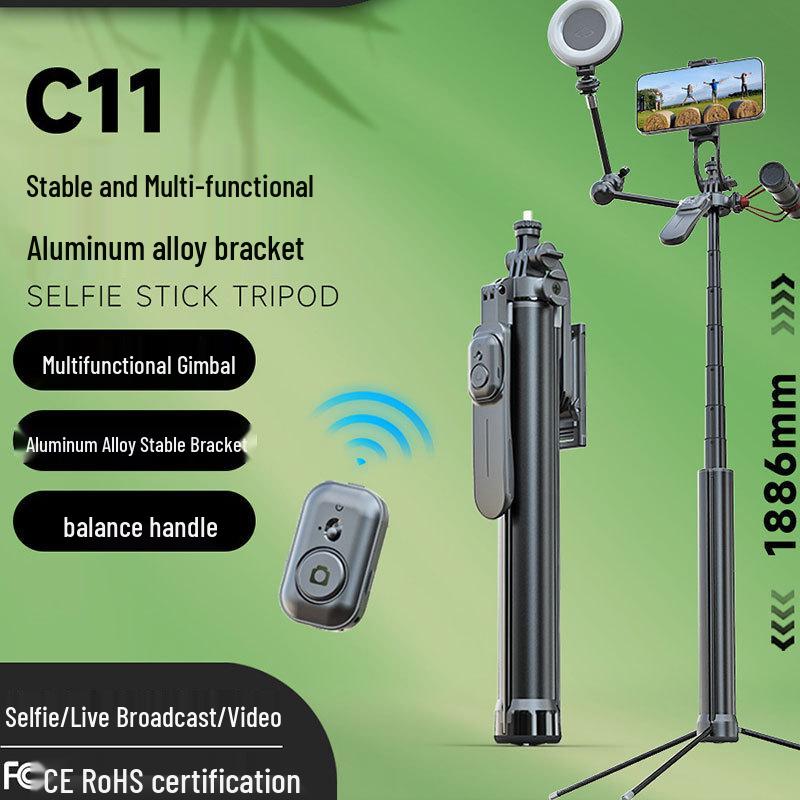 C11 Aluminum Bluetooth Selfie Stick & Integrated Tripod for Mobile Phones