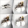 Stainless steel wall mounted tissue holder with smartphone and keyboard holder - space saving design, polished surface