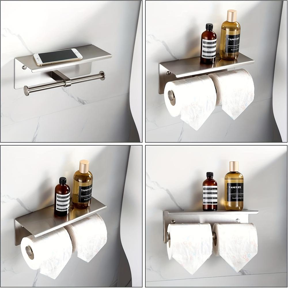 Stainless steel wall mounted tissue holder with smartphone and keyboard holder - space saving design, polished surface