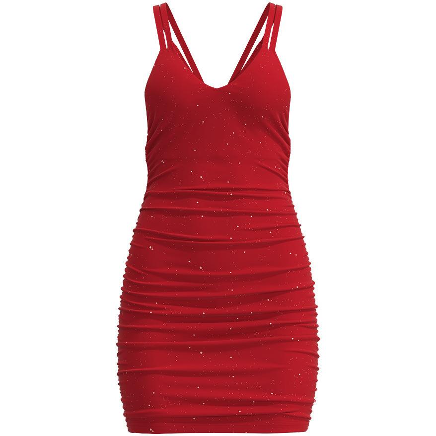 Neue europäische und amerikanische Damenbekleidung, sexy Spice Girls rückenfreies Kleid, einfarbiger Hüftumschlingungsrock