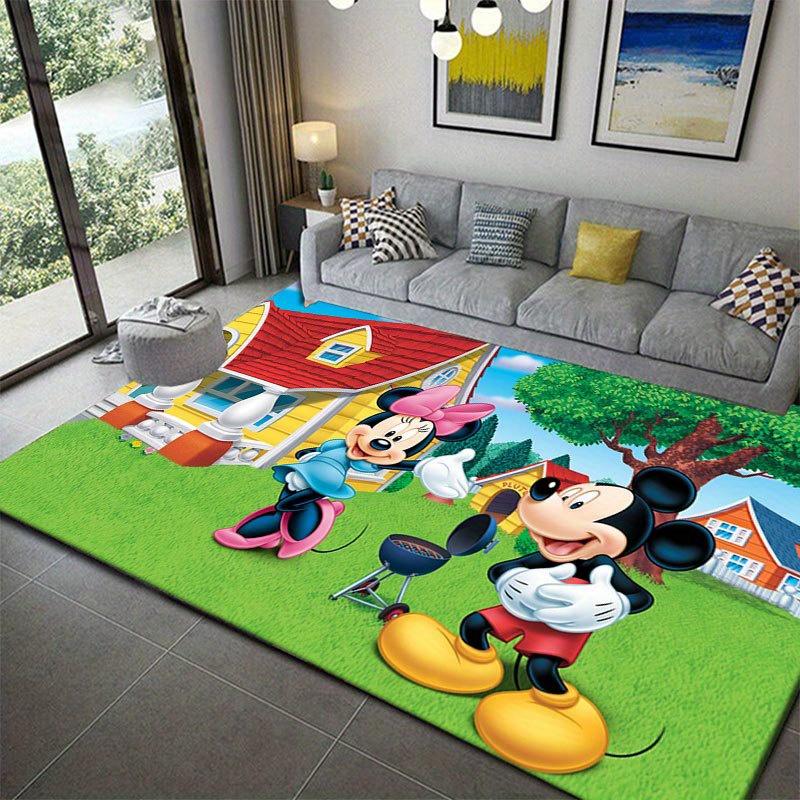 1pc Mickey and Minnie_ Area Rug, Non-Slip Floor Mat, Cartoon Character Design, Soft Velvet, Room Decor, Washable Indoor Carpet