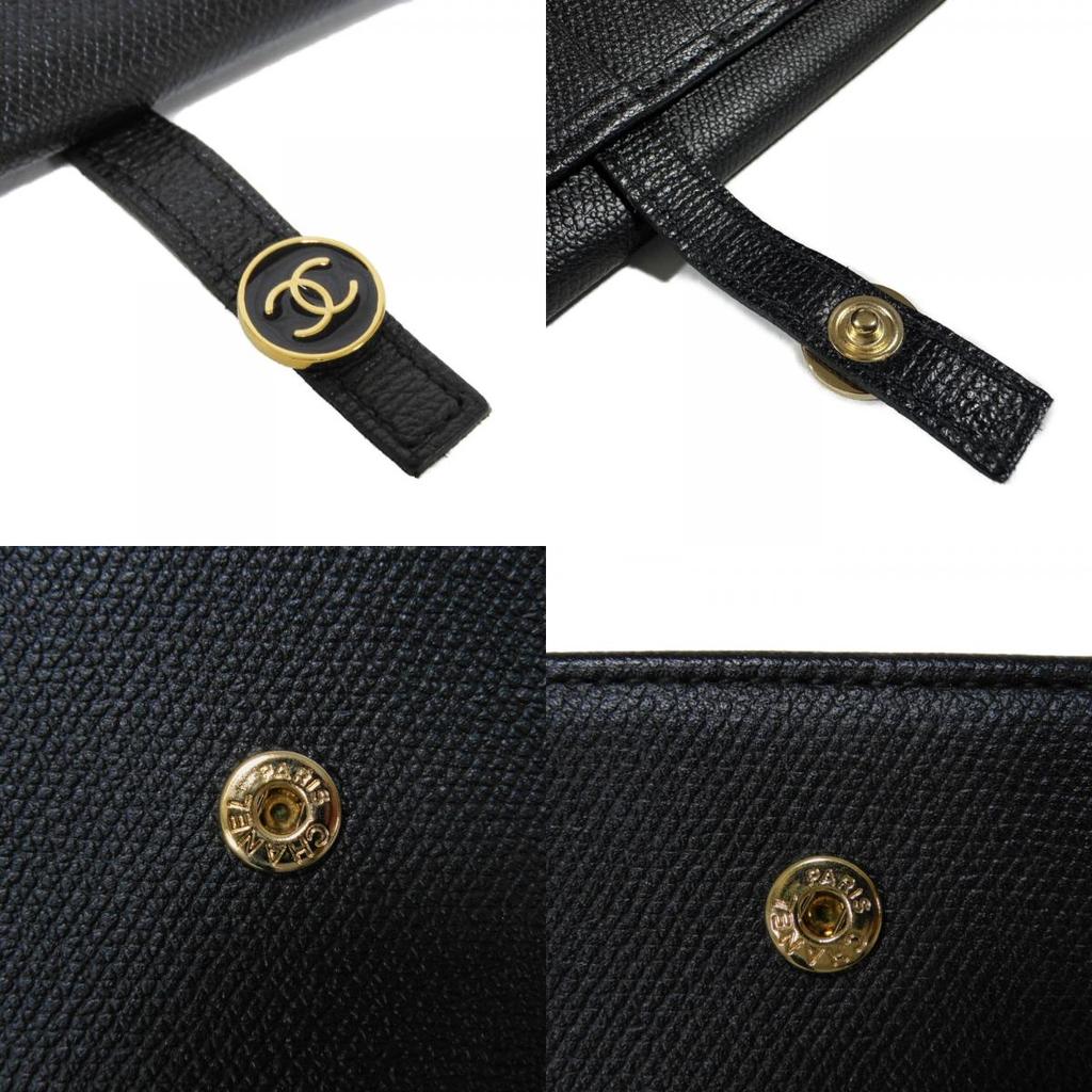 Used 10097 COCO Button Long Flap Wallet A20905 7940 Excellent Condition CC Mark Calfskin Enamel 9th Series COCO Mark