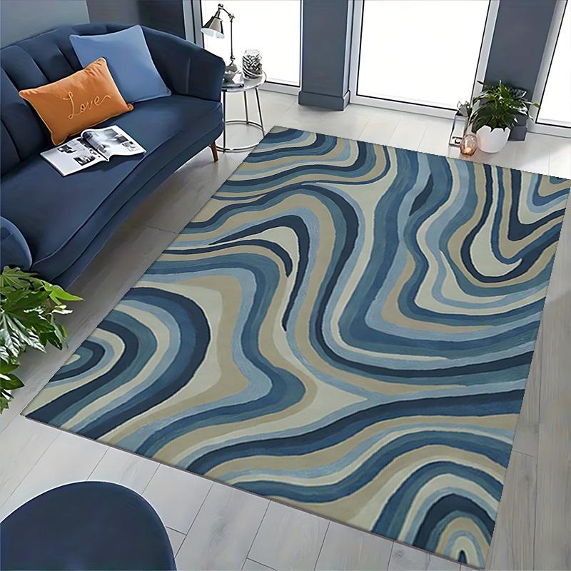1pc Abstract Blue Wave Pattern Chair Mat - Office Desk Rug for Non-Slip Protection, Festive Gift Idea, Suitable for Home Decor in Living Room, Bedroom