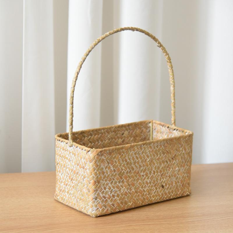 Flower basket rattan hand-held basket straw bamboo weaving hand-inserted flower basket simulation small flower basket plant basket