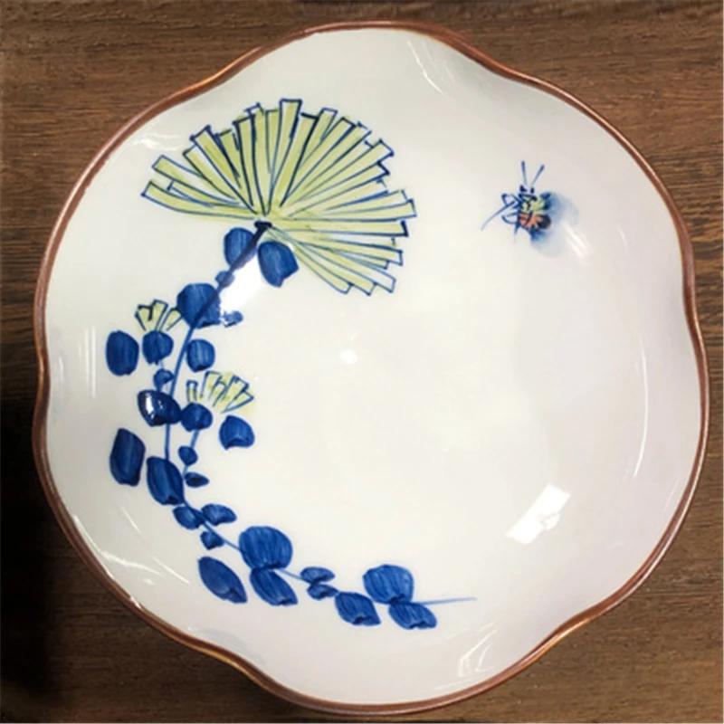 Ceramic Refreshment Tray Zen Dessert Plate Exquisite Vintage Teahouse Tea Table Fruit Tray Dishes Snack Chinese Style Fruit Tray