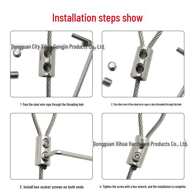 Steel Wire Rope Vertical Locking Device with 304 Stainless Steel Buckle and Self-Locking Snap for Lifting and Hanging Lamps