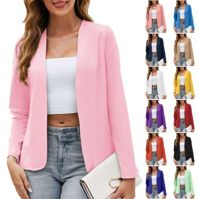 Ladies Casual Fashion Solid Color Cardigan Suit Jacket