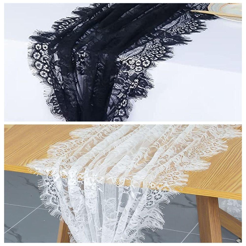 Rectangular Shape Lace Table Runner White Color Lace Floral Table Runners  Tea Party