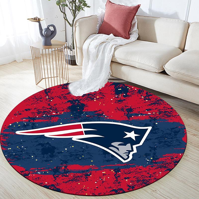 New England Patriots Round Area Rug,Carpet Rug for Living Room Bedroom Sofa Playroom Decor,Non-slip Floor Mat