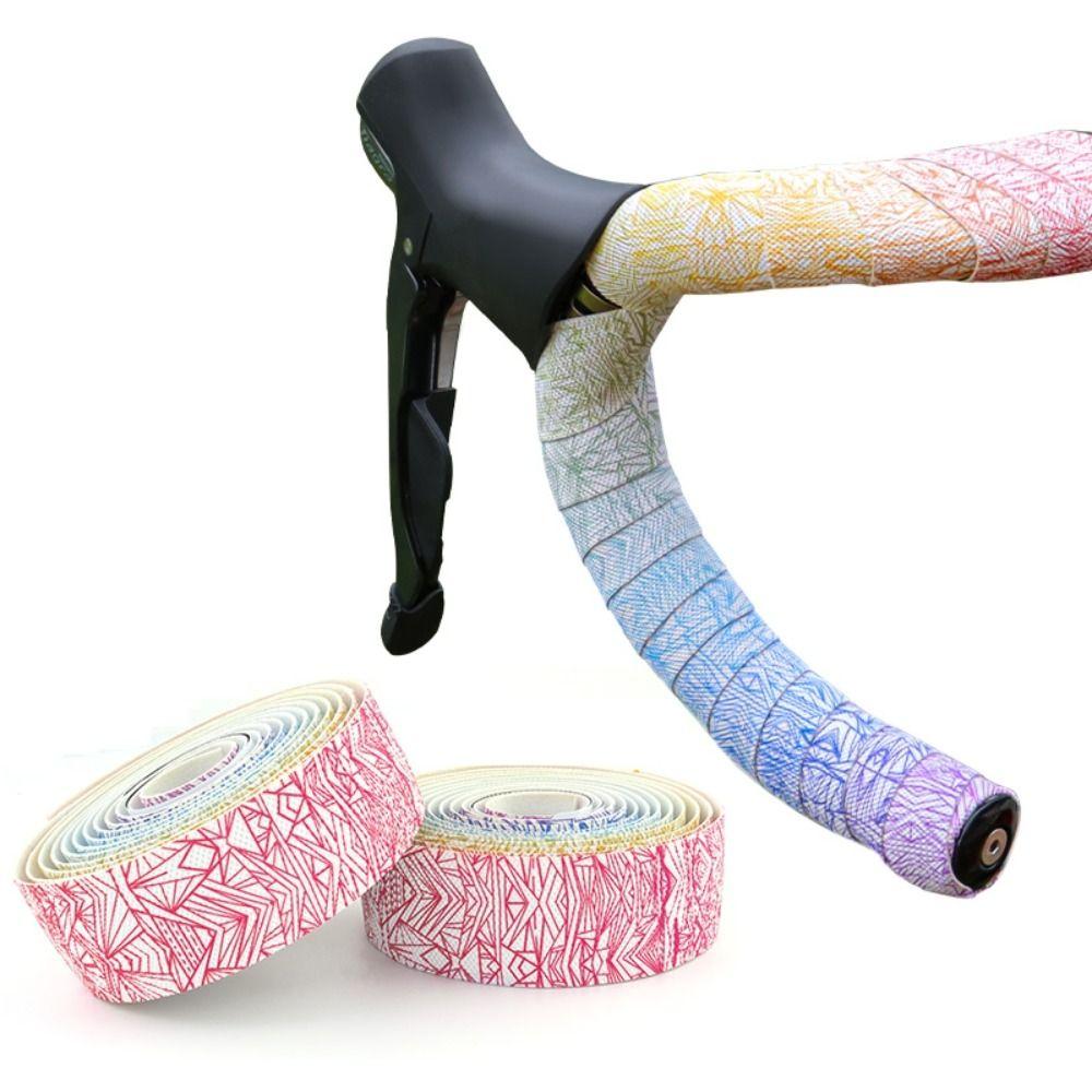 Two Rolls with Handle Blocking Cycling Handlebar Tape Gradient Color Wrap Handle Tape MTB