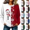Women's Christmas Print Knit Pullover Sweater Long Sleeve Neck Casual Holiday Top