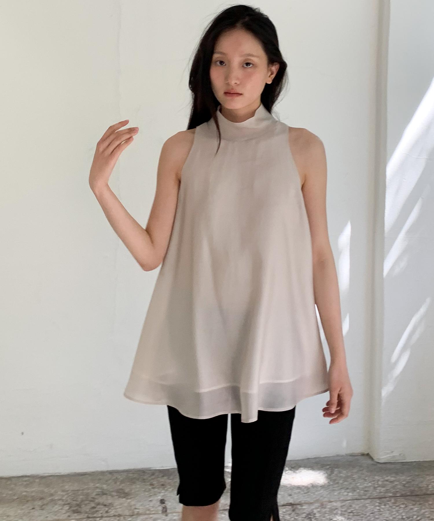Soiree Sheer A Line Blouse - Beige Beige