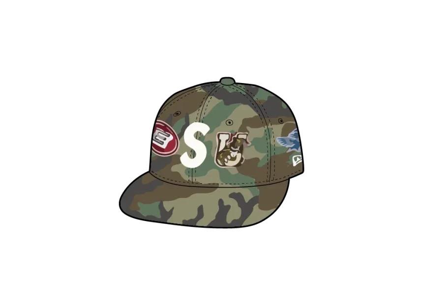 777155 Supreme Mascots S Logo New Era Woodland Camo 7 3/8
