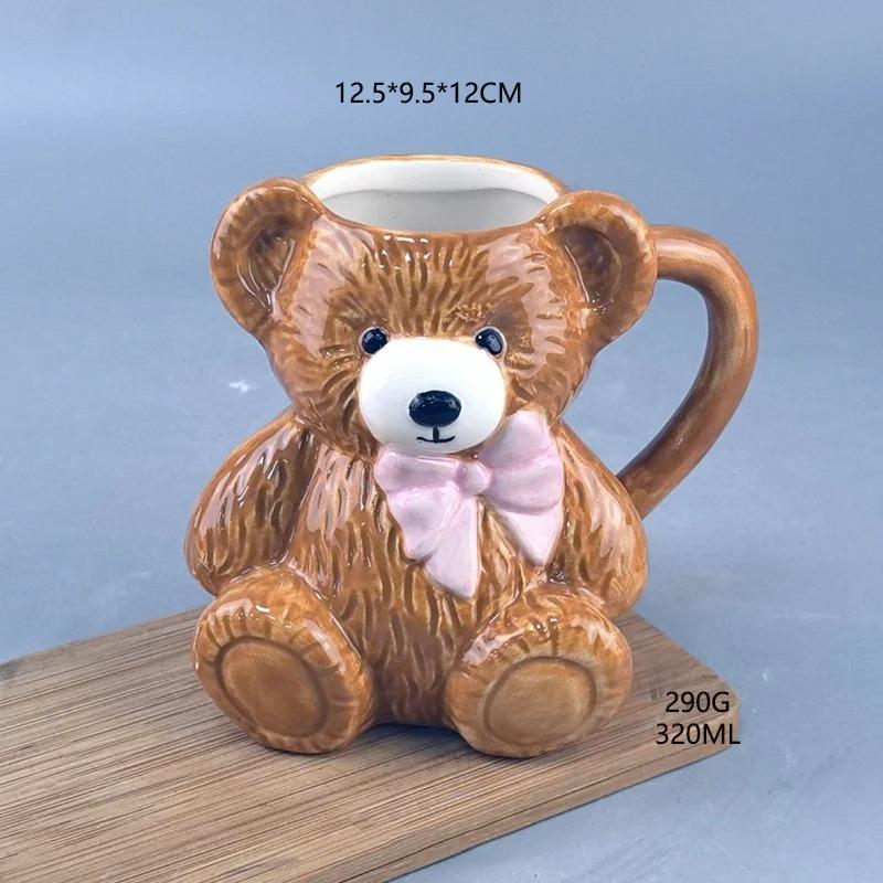 Cartoon Cute Bear Shaped Coffee Mug Ceramic Cup With Handle Porcelain Breakfast Milk Tea Water Cup Funny Drinkware