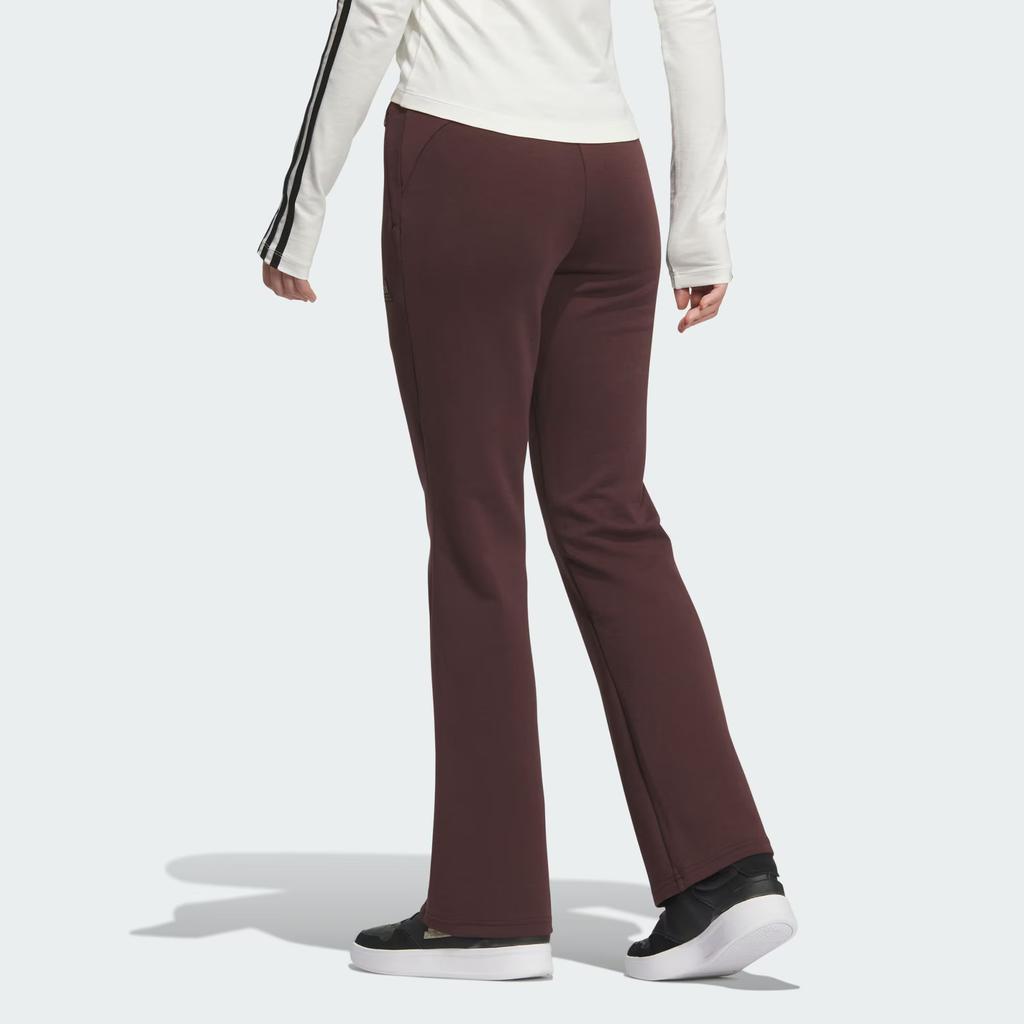 Adidas FW24 Doubleknit Flare Modern Series Fashion Logo Knit Sports Pants Women Pants Dark-Gray Brown JX6841