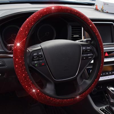 38cm błyszczące cyrkonie osłona kierownicy dla kobiet dziewczyna z kryształowym diamentem musujące samochód SUV oddychające antypoślizgowe uniwersalne pokrowce na kierownicę