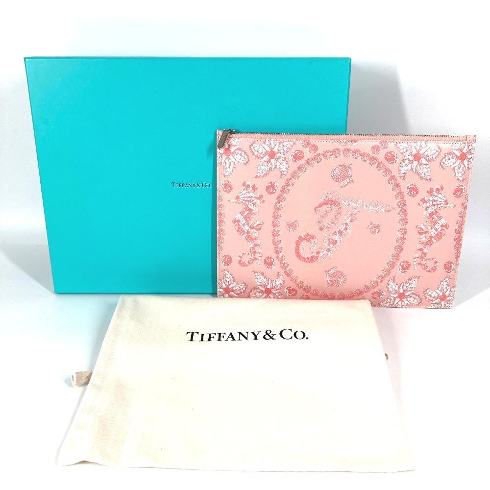 TIFFANY&Co. Logo Bag Pouch Clutch Bag Leather pink/TIFFANY & Co. Blue