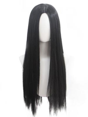 The Addams Family Movie Character Black Long Straight Synthetic Wig for Halloween Cosplay Wig Fit for Movie Show