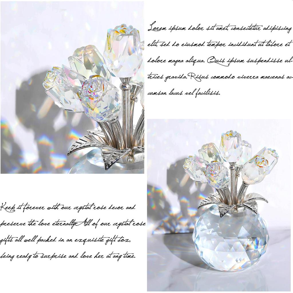 Hochzeitstagsgeschenk für Frauen: Beliebtes K9 Kristall Transparent Rose Geschenk - Ein Strauß ewiger Rosen - Ein Rosenornament - Perfekt für Geburtstag