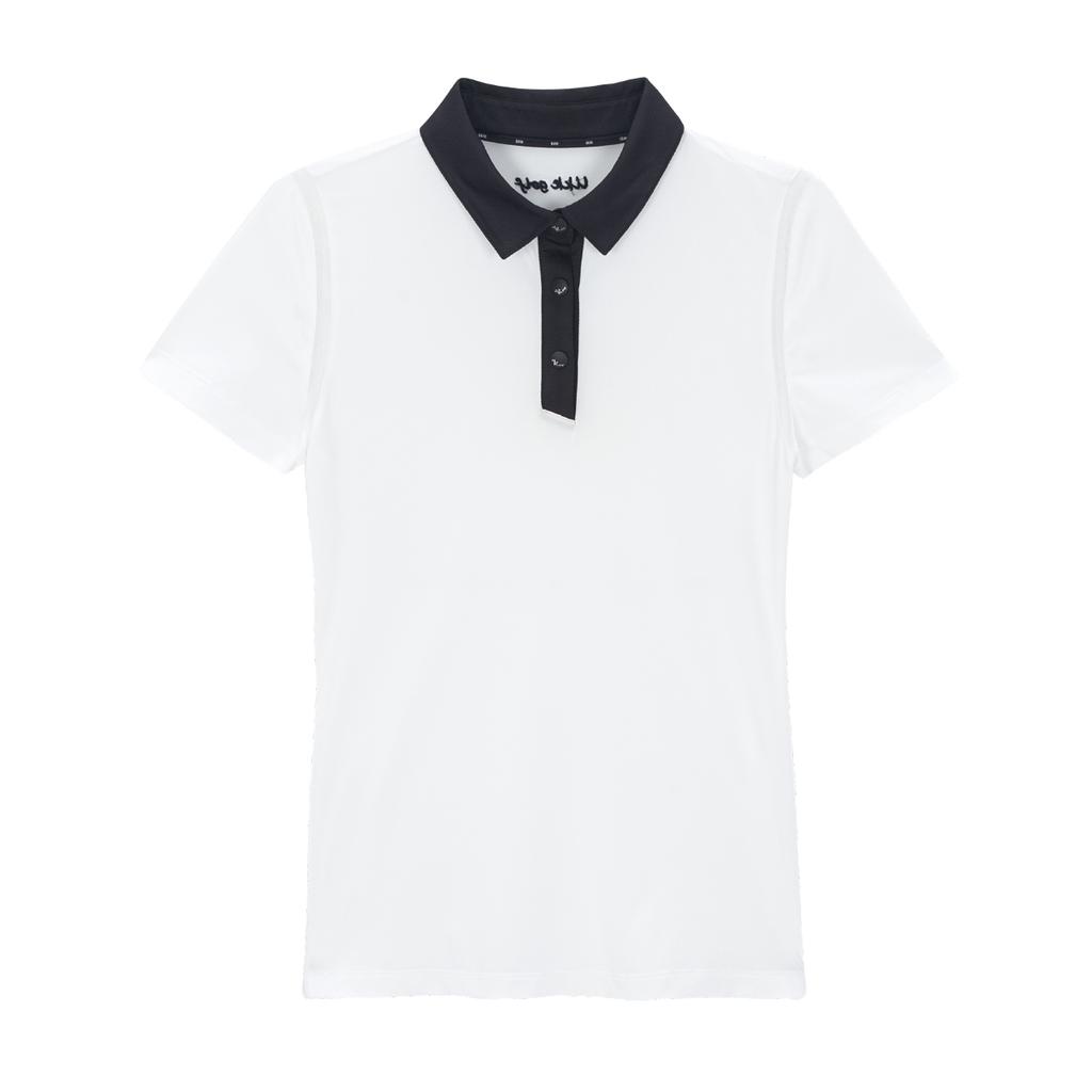 LIKK Mesh Spitzkragen Kurzarm T-Shirt (Weiß)_L3B1-Ts01C