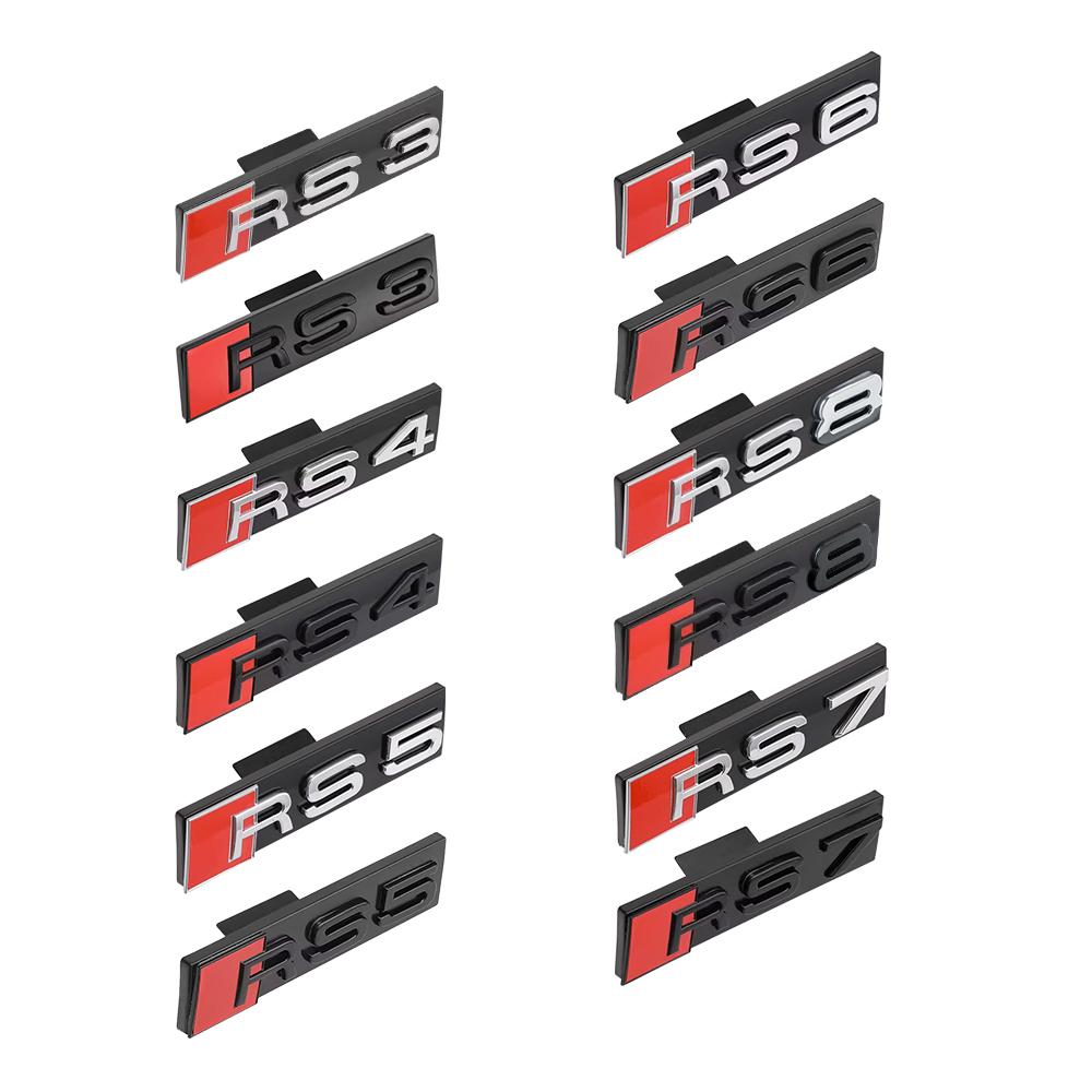 2026 ABS Plastic Car Front Grille Badge Logo Exterior Modification Accessories Decoration Stickers For Audi RS8 RS3 RS4 RS5 RS6 RS7