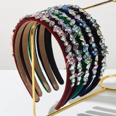 Fashion French Simple Set Glass Diamond Thin Edge Women's Retro Flannelette High-end Elegant Headband Hair Accessories