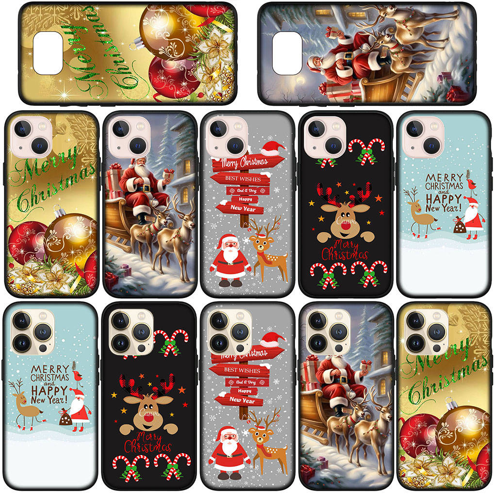 Phone Case for Samsung Galaxy S25 S24 S23 iPhone 16 15 Xiaomi Redmi Note 14 13 12 16E X 11 Pro Max OPPO Moto A3 Huawei Gift Snow Merry Christmas Cover