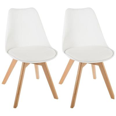 Lot de 2 chaises style scandinave Baya Atmosphera - Blanc - Blanc -