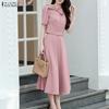ZANZEA Women Short Sleeve Blouse and Skirts Casual Two Piece Suit Sets
