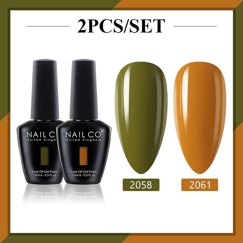 NAILCO 2 цвета, 15 мл, набор гель-лаков для ногтей Vernis, полуперманентный УФ-светодиодный гель для дизайна ногтей, принадлежности для профессионалов, отмачиваемый верхний слой