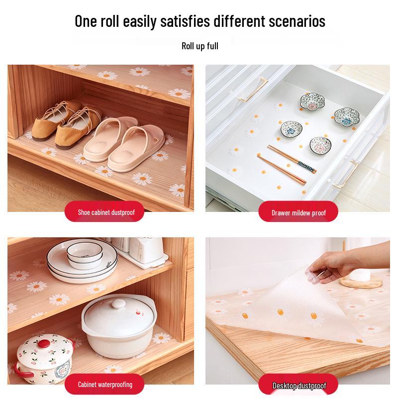 Waterproof Self-adhesive Drawer & Cabinet Liner - Oil & Moisture-proof Mat for Wardrobe & Kitchen