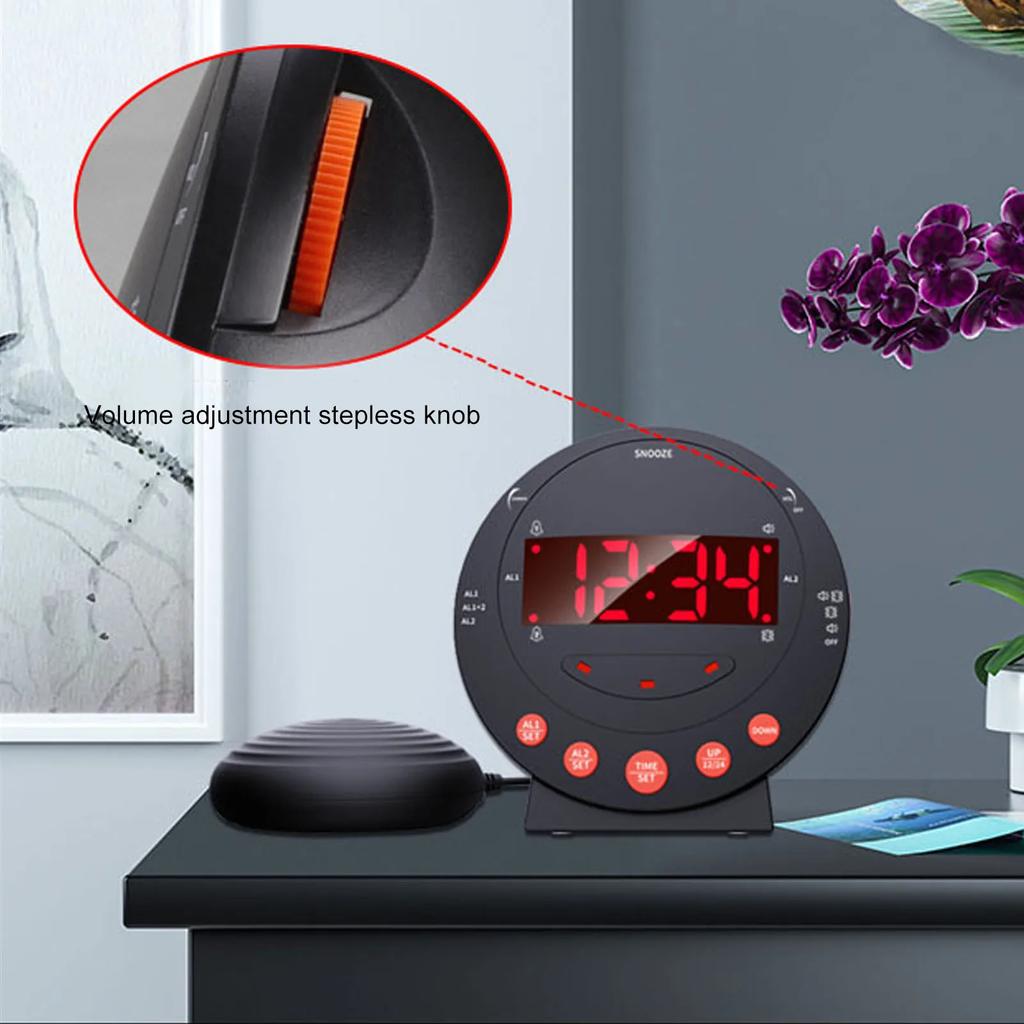 Alarm Clock Super Shaker Clock Alarm Clock 110 Decibels Red Flashing Light Super Shaker Extra  Alarm Clock for Student Elder