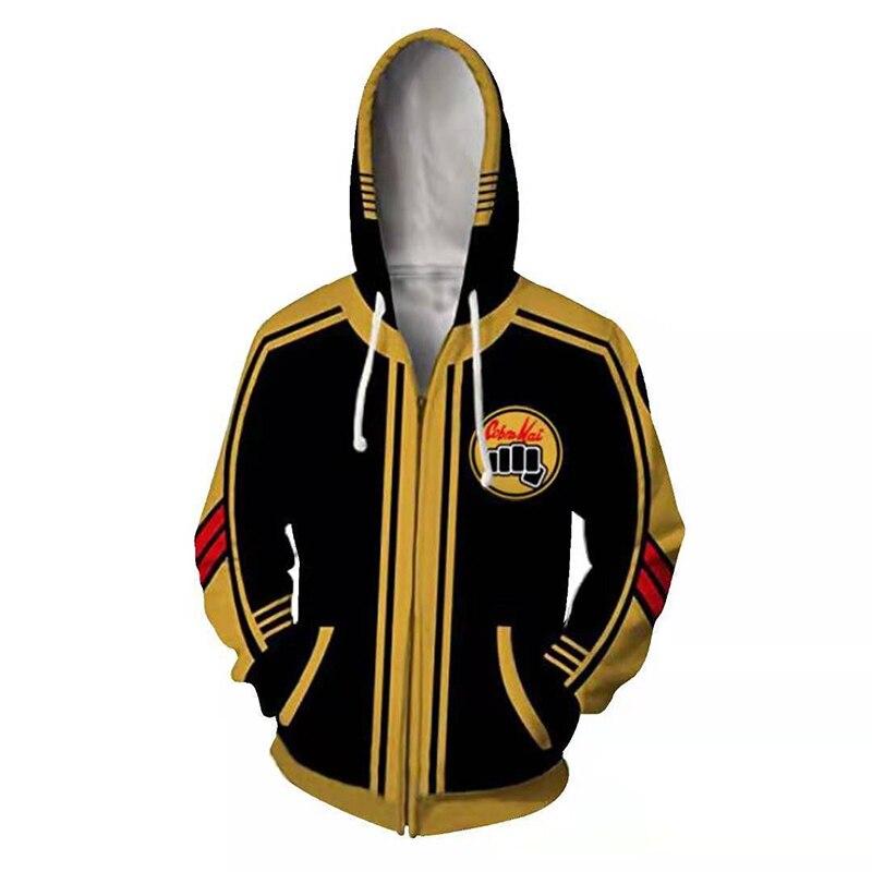 The Karate Kid Mikina s kapucí Cobra Kai 3D Gambar Animasi Pria Anak Laki-laki Mikina s kapucí Ritsleting Jaket Pakaian Olahraga Poliester