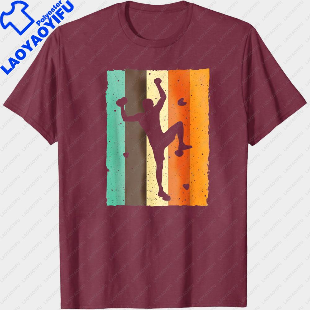 Men TShirt Summer Casual Fashion Vintage Climbing Pattern Cotton Short Sleeve Top Outdoor Gift Sporty Style Mens Wear