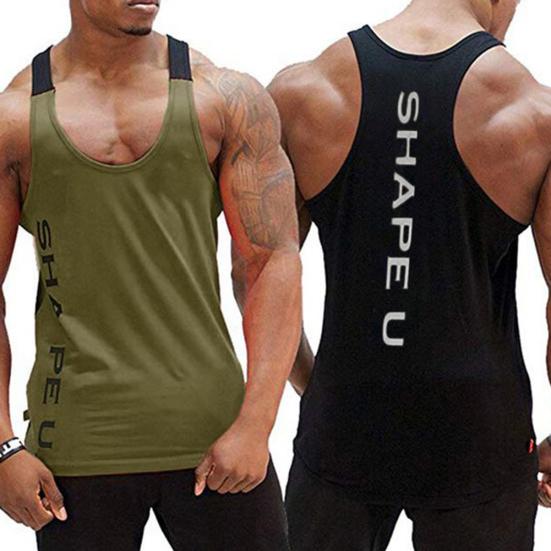 Erkek Harf Baskılı Renk Bloklu Kolsuz U Yaka Yelek Slim Fit Fitness Atlet