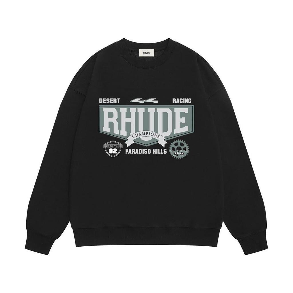 RHUDE Herren Lockerer Baumwoll-Hoodie mit Buchstabenprint - Europäischer & Amerikanischer Trend