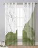 White Marble Sage Green Sheer Curtains for Living Room Decoration Window Curtains for Kitchen Tulle Voile Organza Curtains