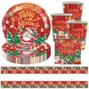 2025 Christmas Party Disposable Tableware Santa Claus Pattern Paper Plates Cups Christmas Tree Napkin Merry Christmas Supplies