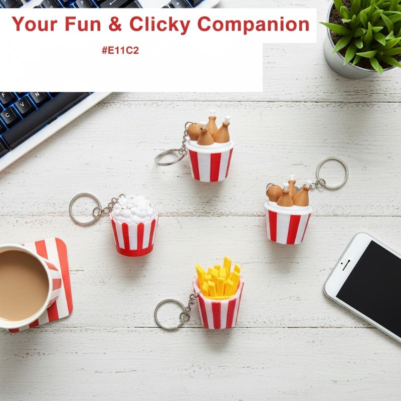 Food Shaped Keyboard Button Clicker Keychain Stress Relief Fidget Keyring Anxiety Relief Gift