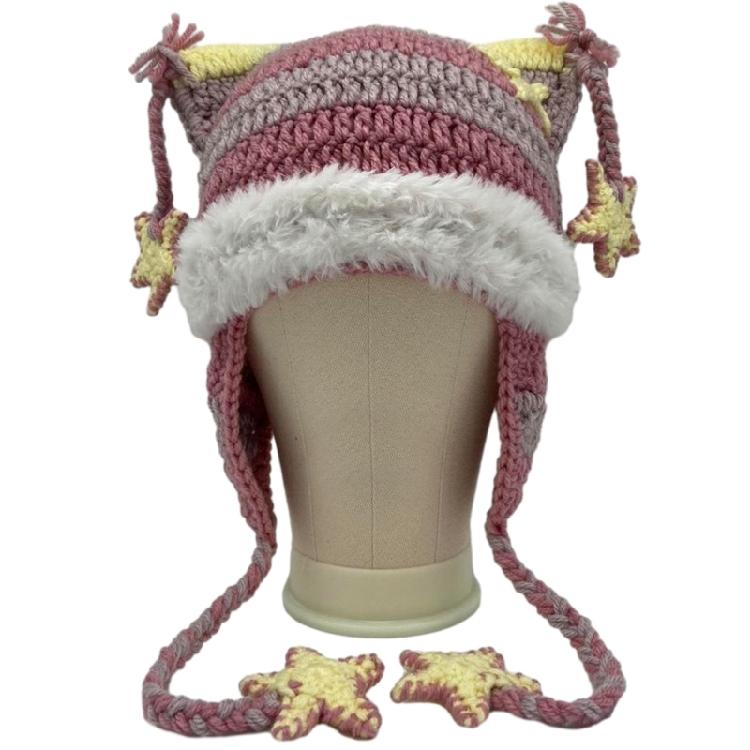 Cartoon Kitten Hat Skiing Photo Props Halloween Thick Hat Adults Kids