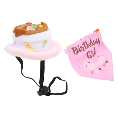 Pet Birthday Suit Cake Hat and Triangle Scarf Combination Birthday Dress Up Pet Supplies