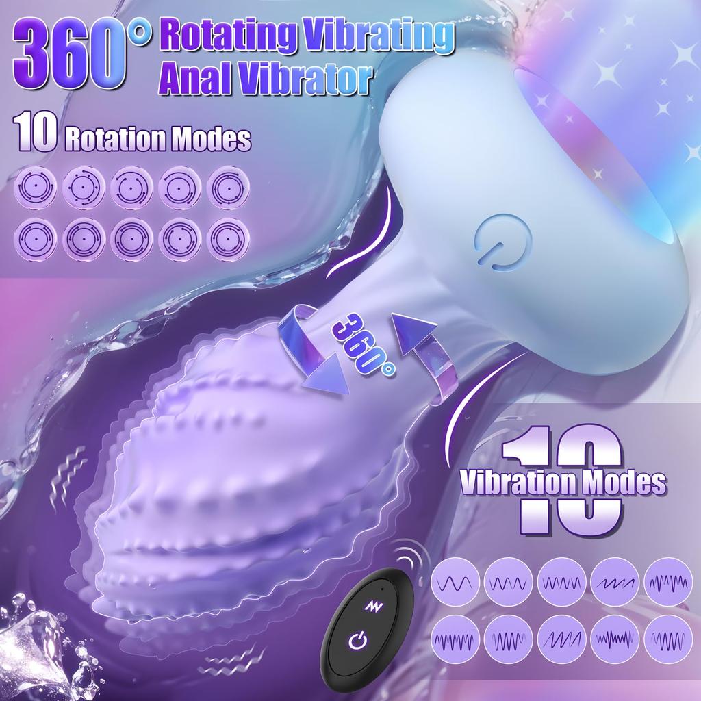 Threaded Anal Plug Vibration Gradual Change Color Anal Plug Remote Control Prostate Anal Toys Sex Toys Sex Supplies for Couple