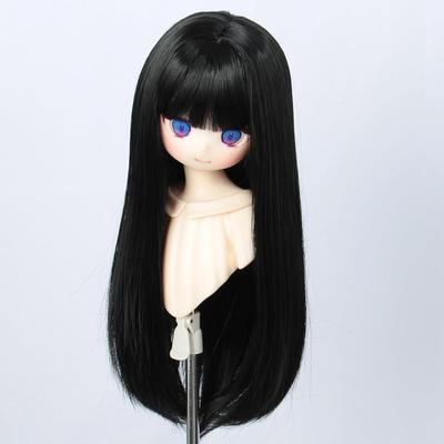 Linfairy 8-9 Inch Long Straight Wig for 1/3 Dolls Black Color