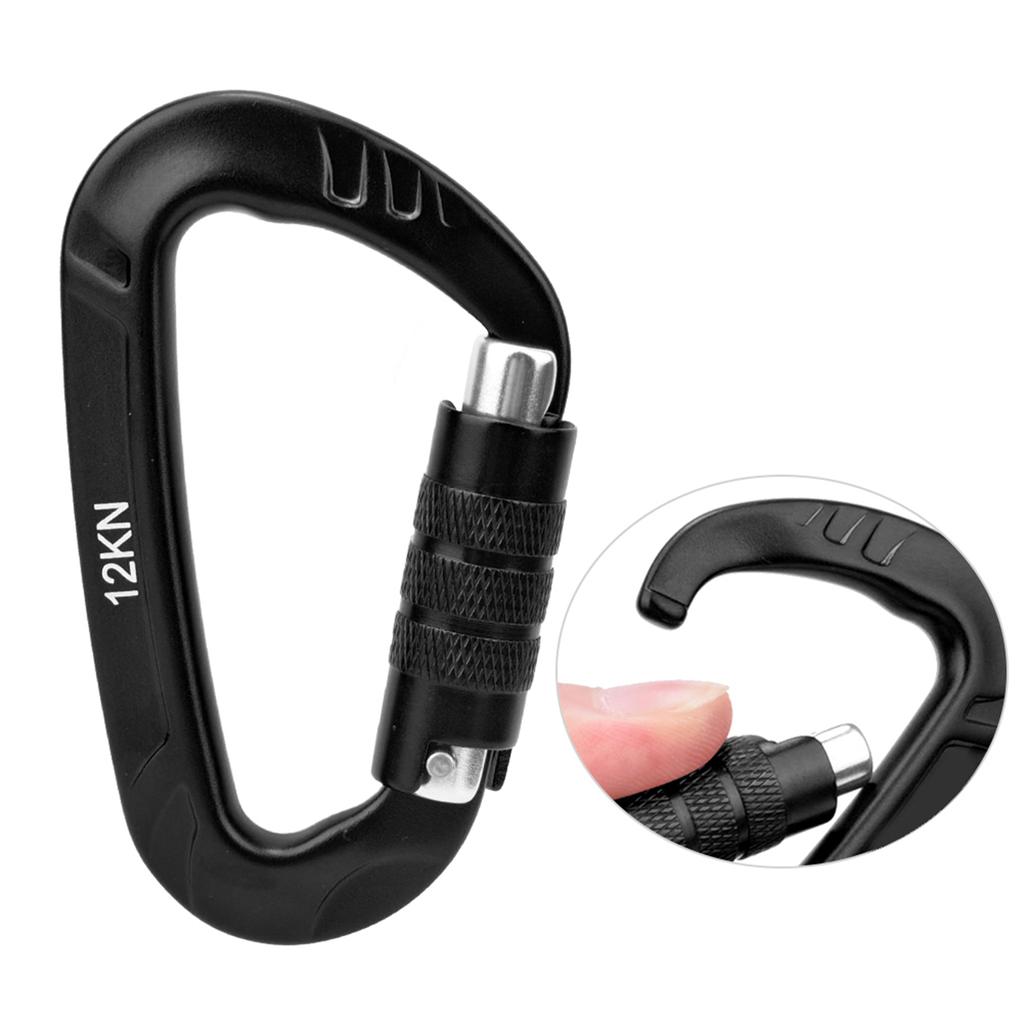 1 buc Aluminiu Aerospațial 7075 12KN Clip Carabinier în Formă de D Accesoriu de Siguranță pentru Exterior Negru