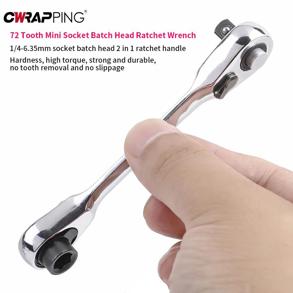 1/4 Inch Drive Double Head Ratchet Wrench Chrome Vanadium Steel Quick Release for Car Maintenance Bicycle Repair Motorcycle Tool