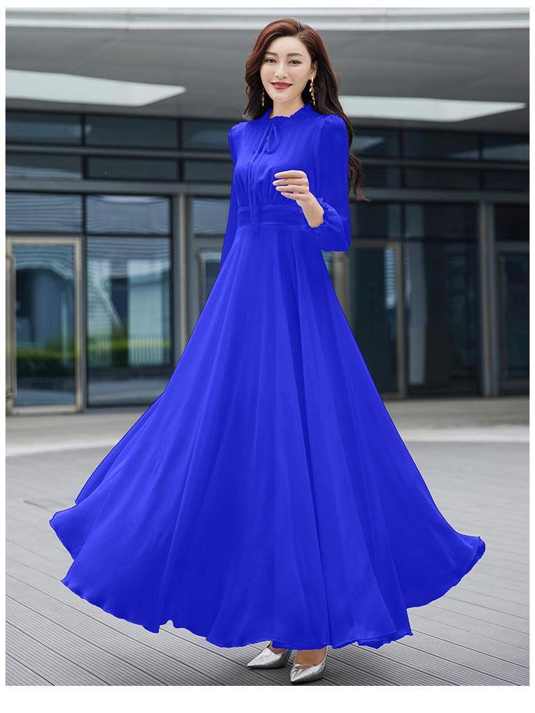 White Flowing Chiffon Beach Dress with Large Hem Skirt - Summer Long Style for Women