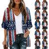 Women's Independence Day Print Cardigan, Loose-Fit Tunic, Casual Shirt