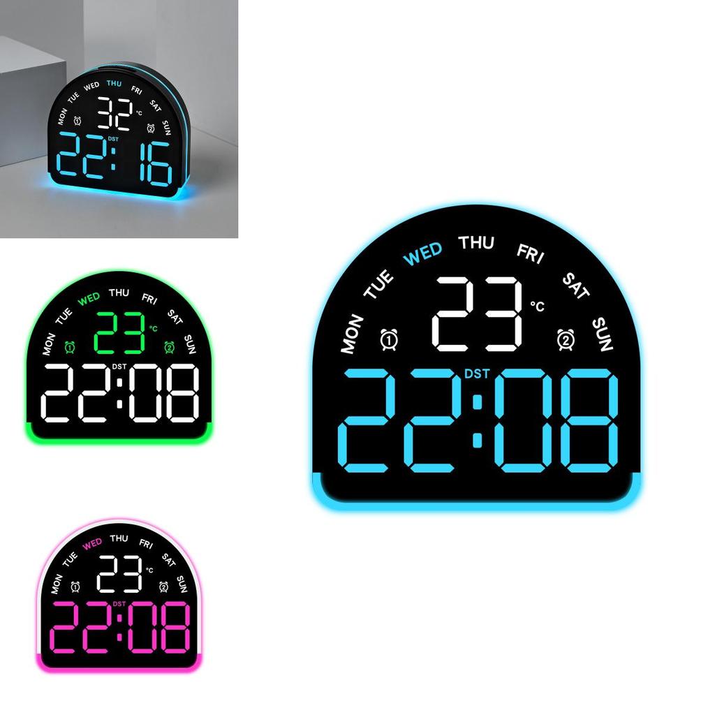 Digital Led Alarm Clock With Temperature And Humidity Display For Home Office Decor