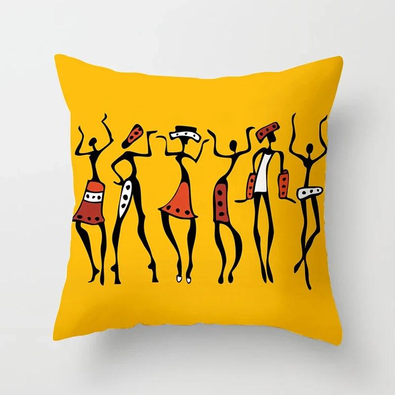 Home Decor Pillowcase African Style Pattern Sofa Decoration Cushion Cover Pillowcase Polyester Throw Pillow Funda De Almohada
